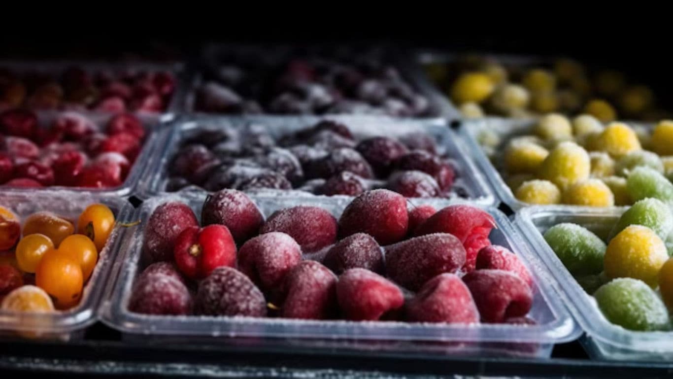 Assorted Frozen Berries and Fruits in Plastic Containers