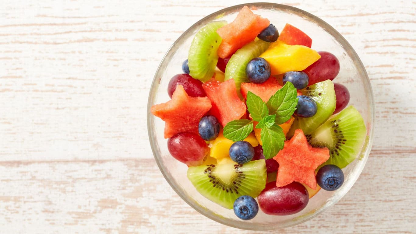 Fruit bowl with vitamin-rich fruits.