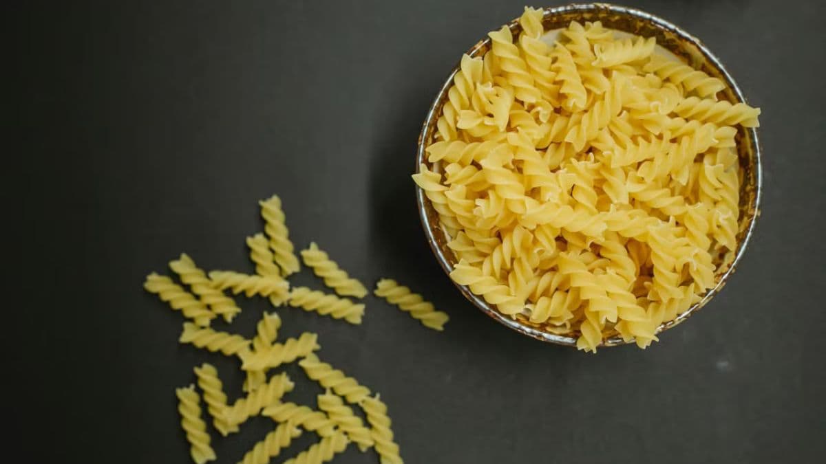 Fusilli pasta shape in a bowl