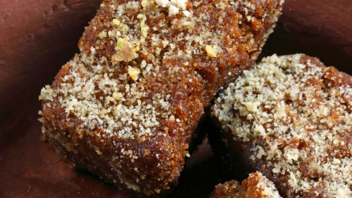 Close-up of gaja mithai