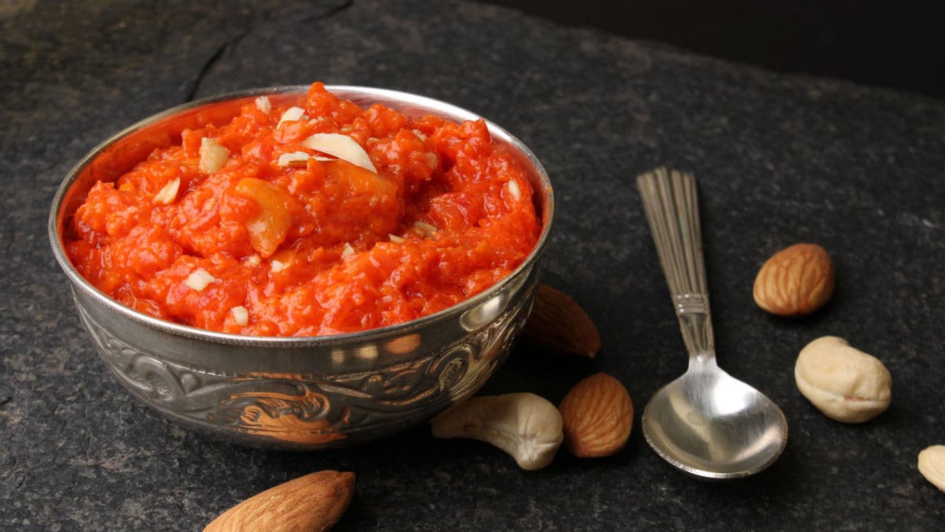 Gajar ka halwa in a bowl