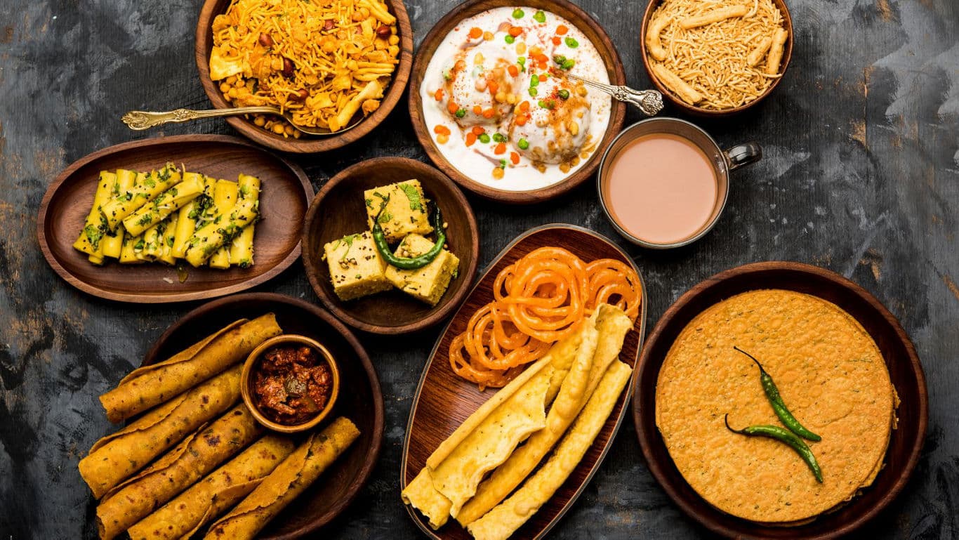 Gujarati farsan spread.