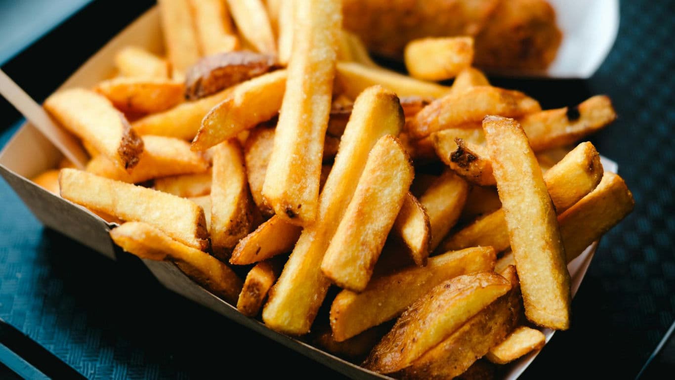Golden French Fries in Cardboard Tray