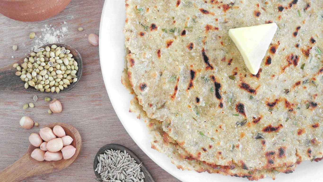 Indian Flatbread with Butter and Whole Spices