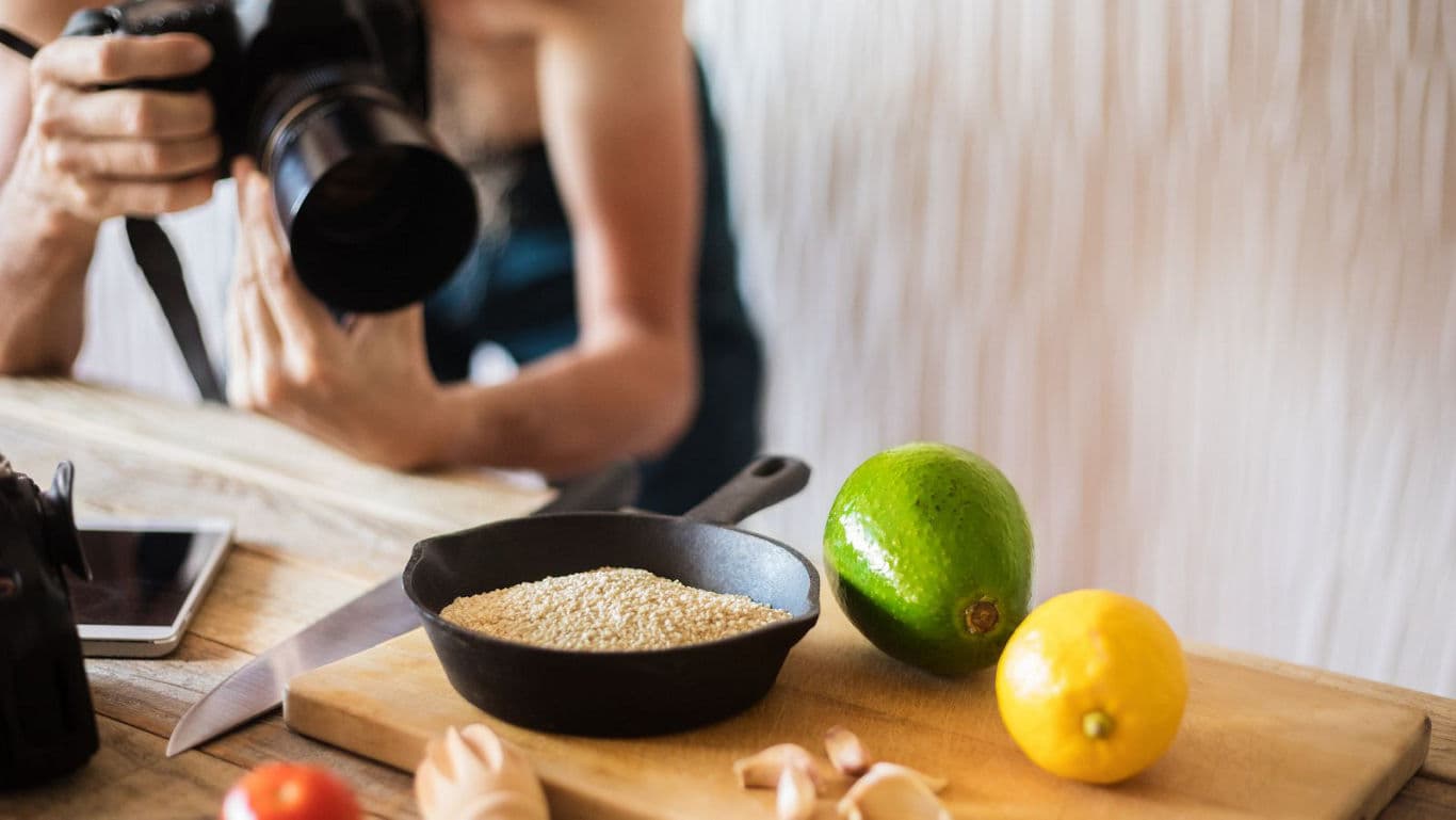 Food photographer capturing fresh ingredients scene