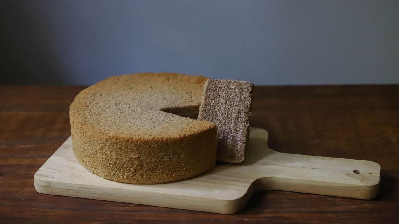 Sponge cake with single slice removed