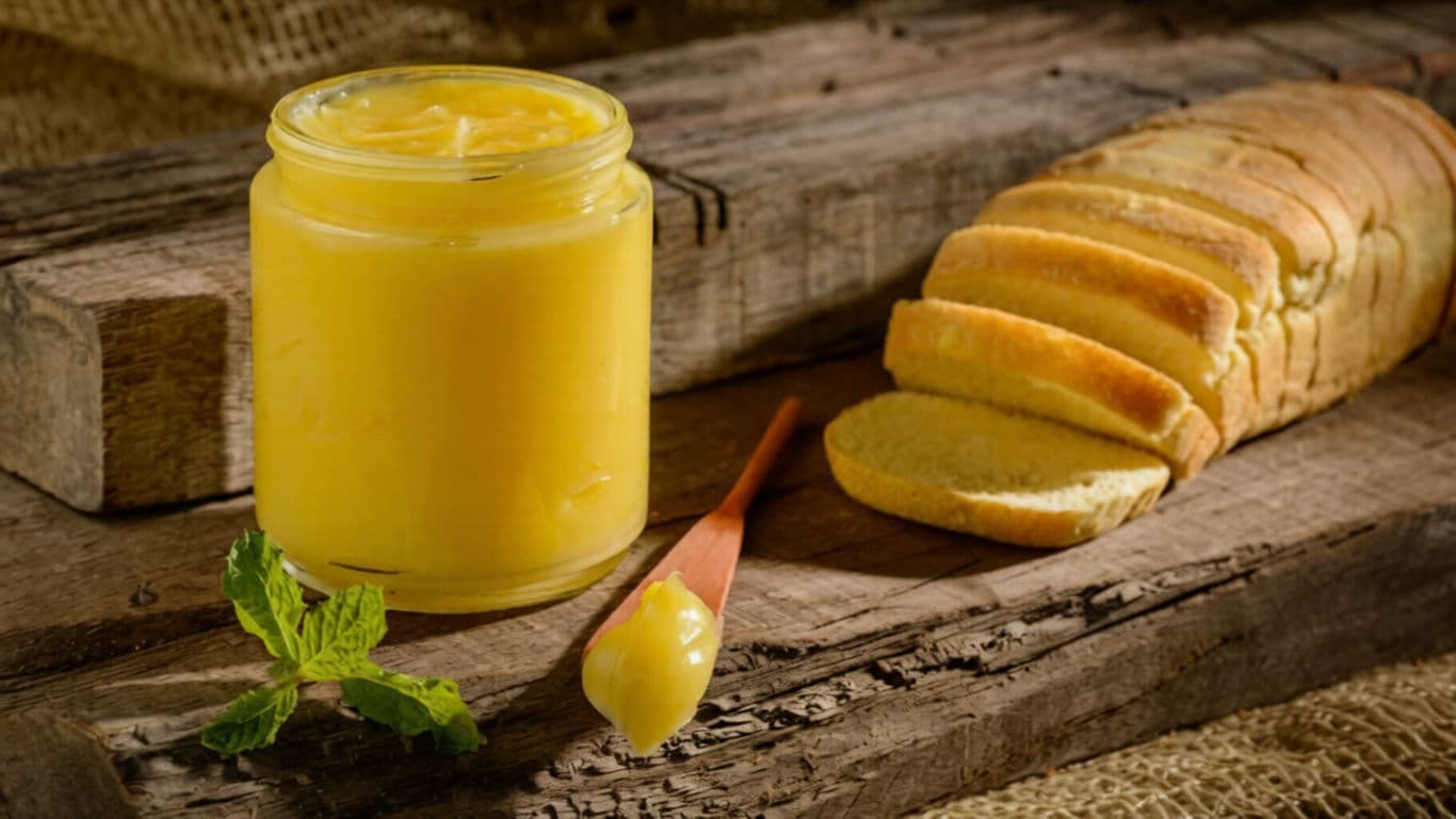 A jar of golden A2 cow ghee