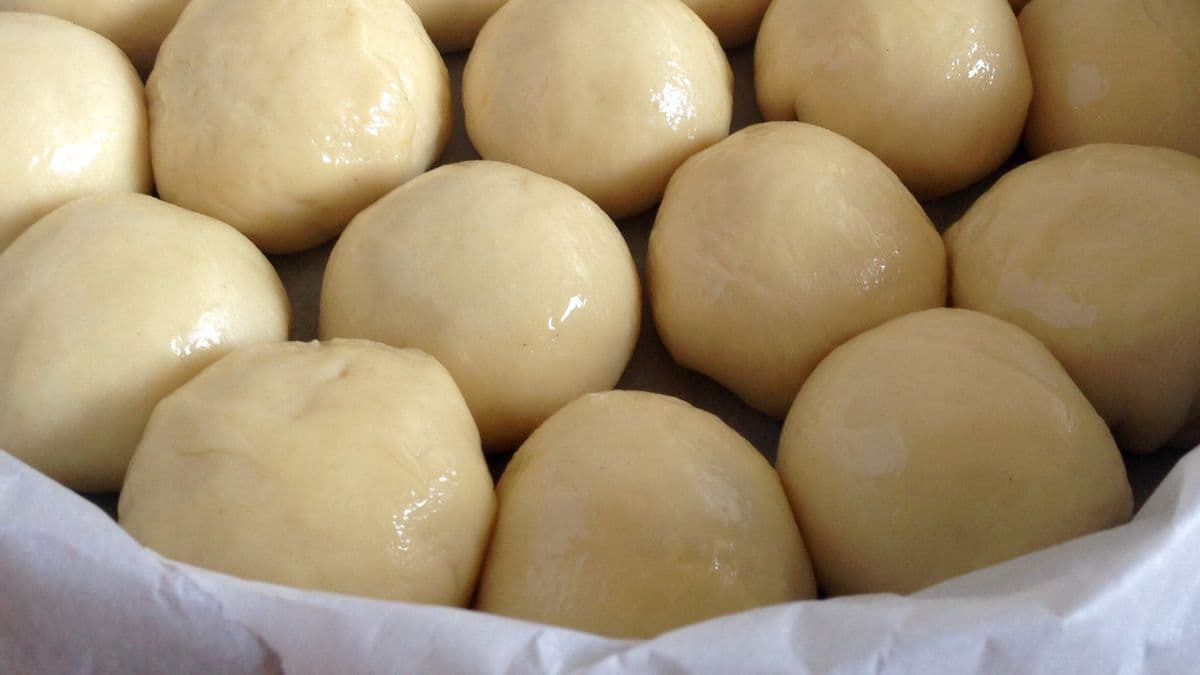 bread doughs in a baking tin