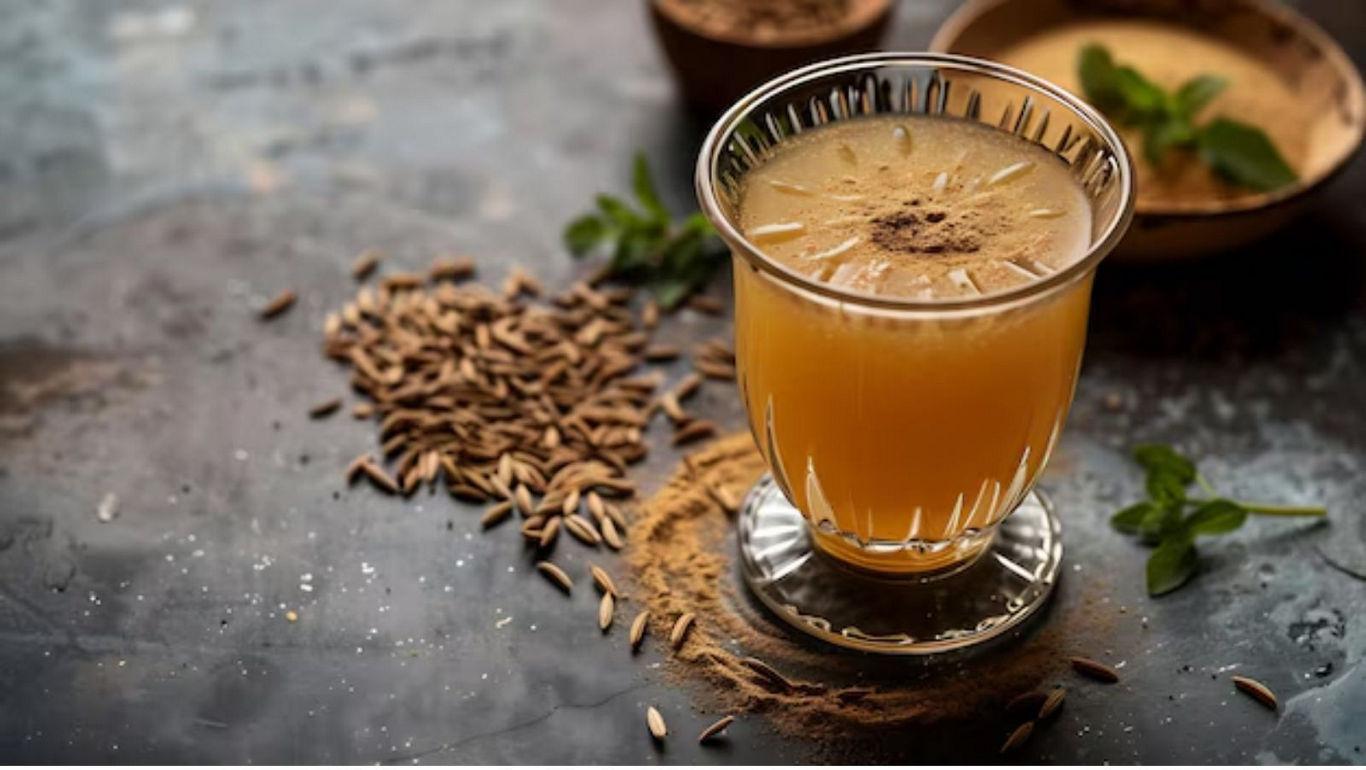Refreshing cumin drink with herbs