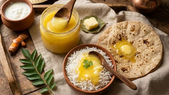 A jar of golden A2 cow ghee