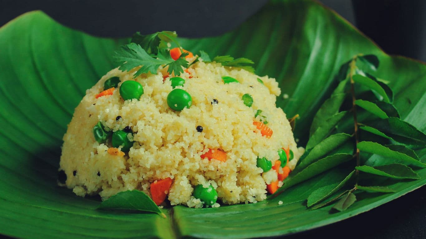 Vegetable Upma on Banana Leaf