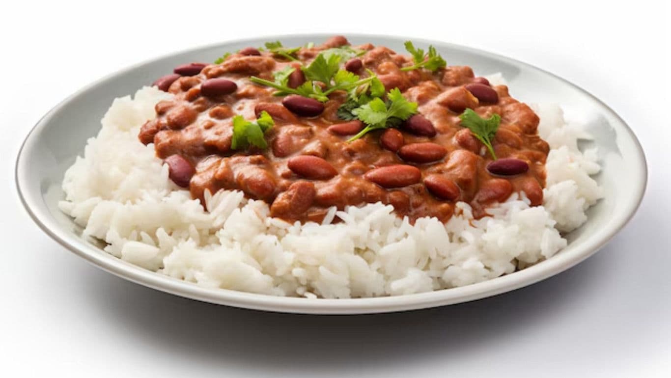 Plate of Rice with Kidney Bean Curry