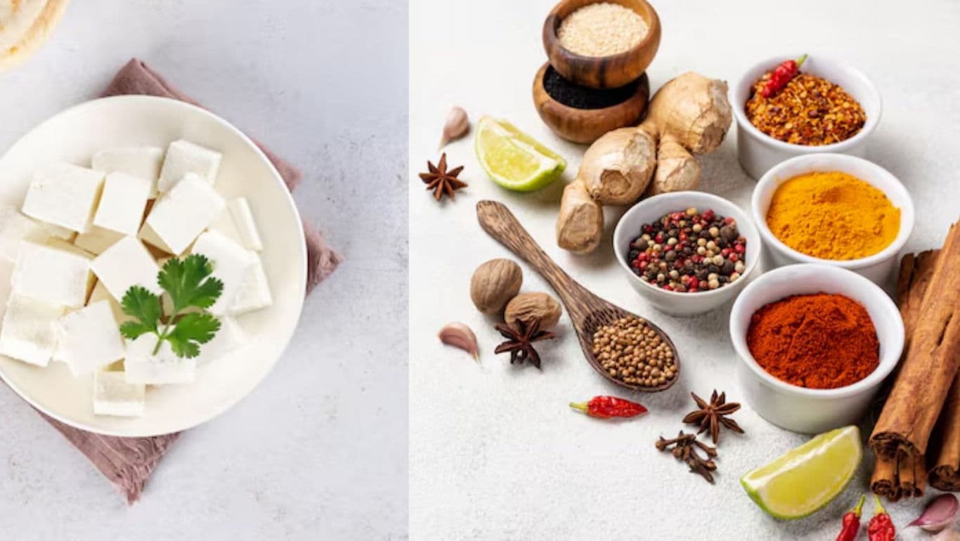Fresh paneer with assorted spices and herbs