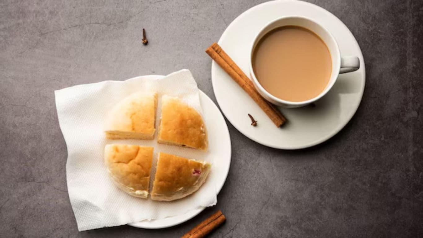 Tea with bread on a rustic table