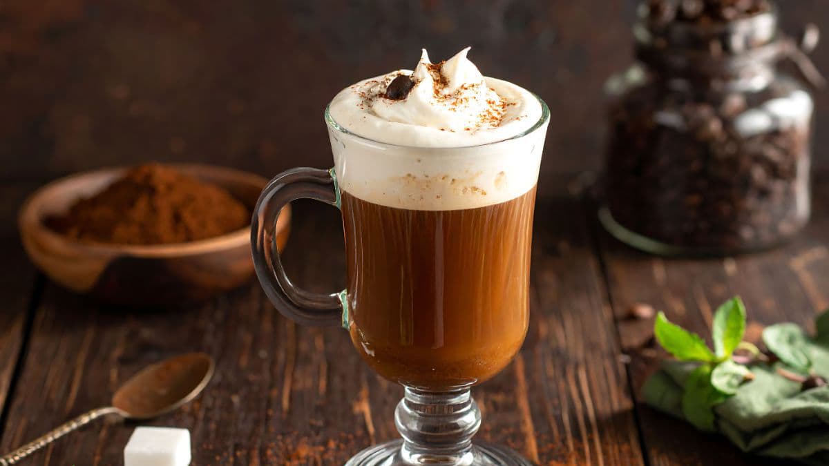 Irish coffee in a mug