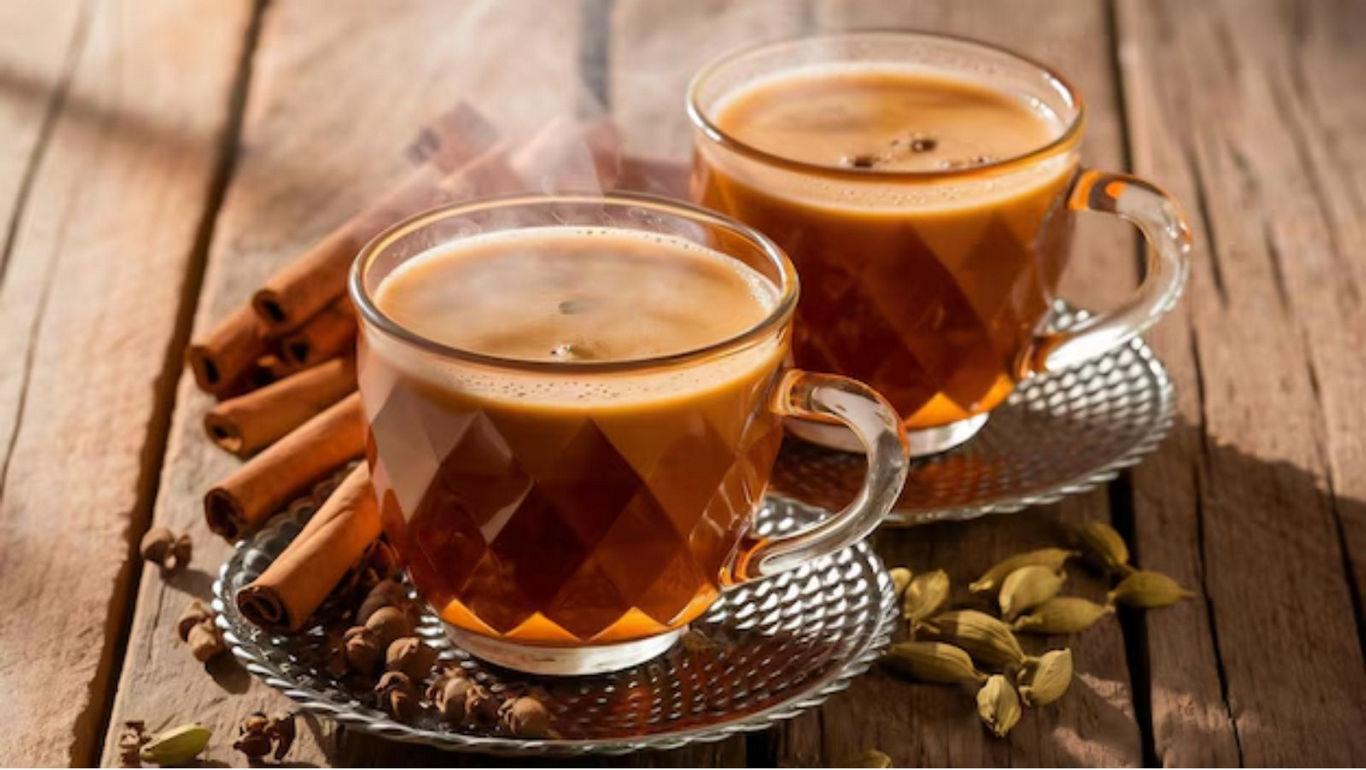Steaming spiced tea in glass cups