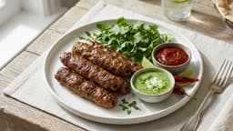 Platter of juicy Kakori Kebab with mint chutney