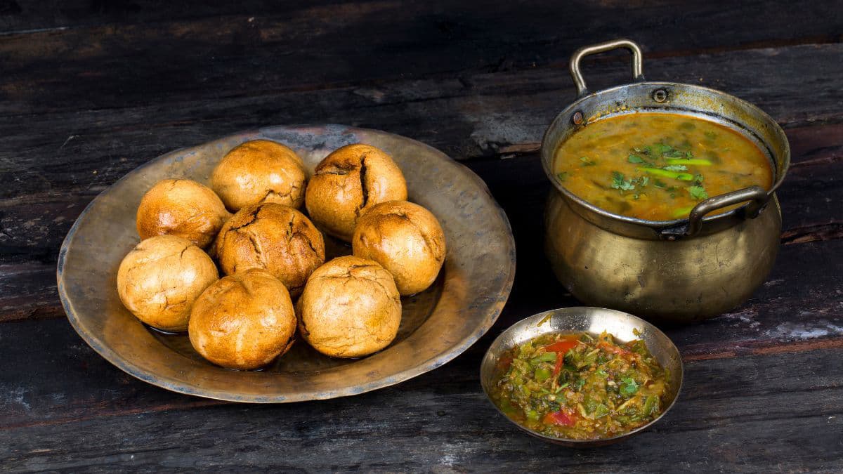 Fresh baati with daal
