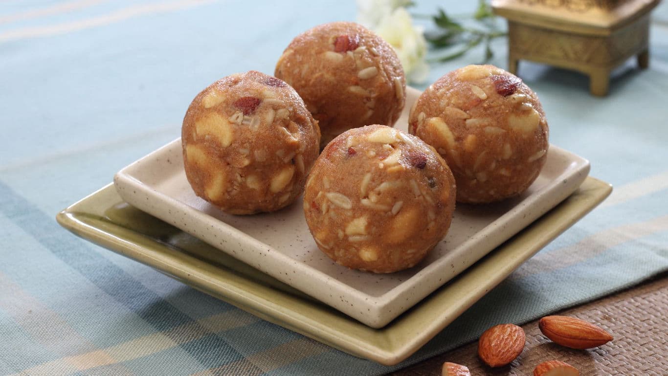 Traditional Indian Sweet Laddus with Almond Pieces