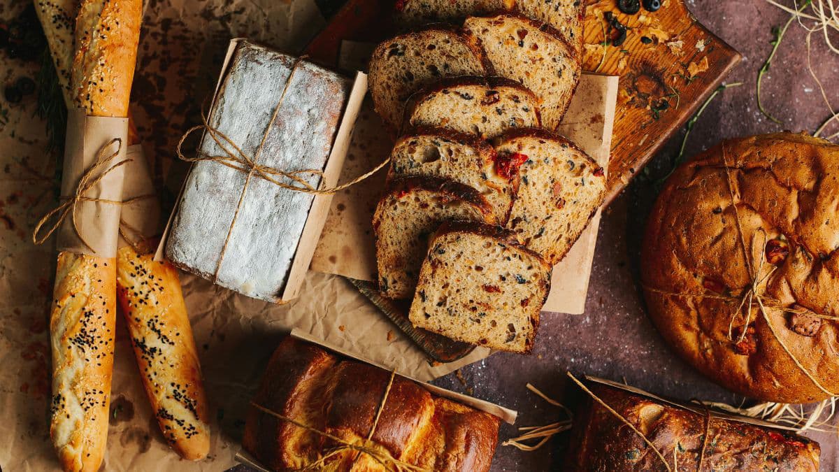 Khapli atta banana bread and other breads on table