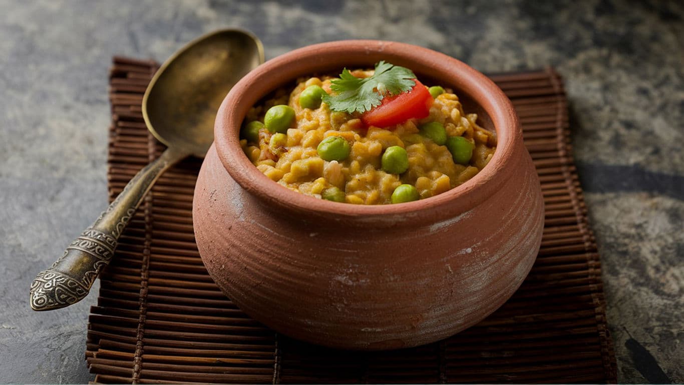 Khichdi in a pot.