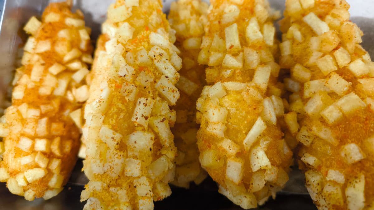 Stack of Korean corn dogs