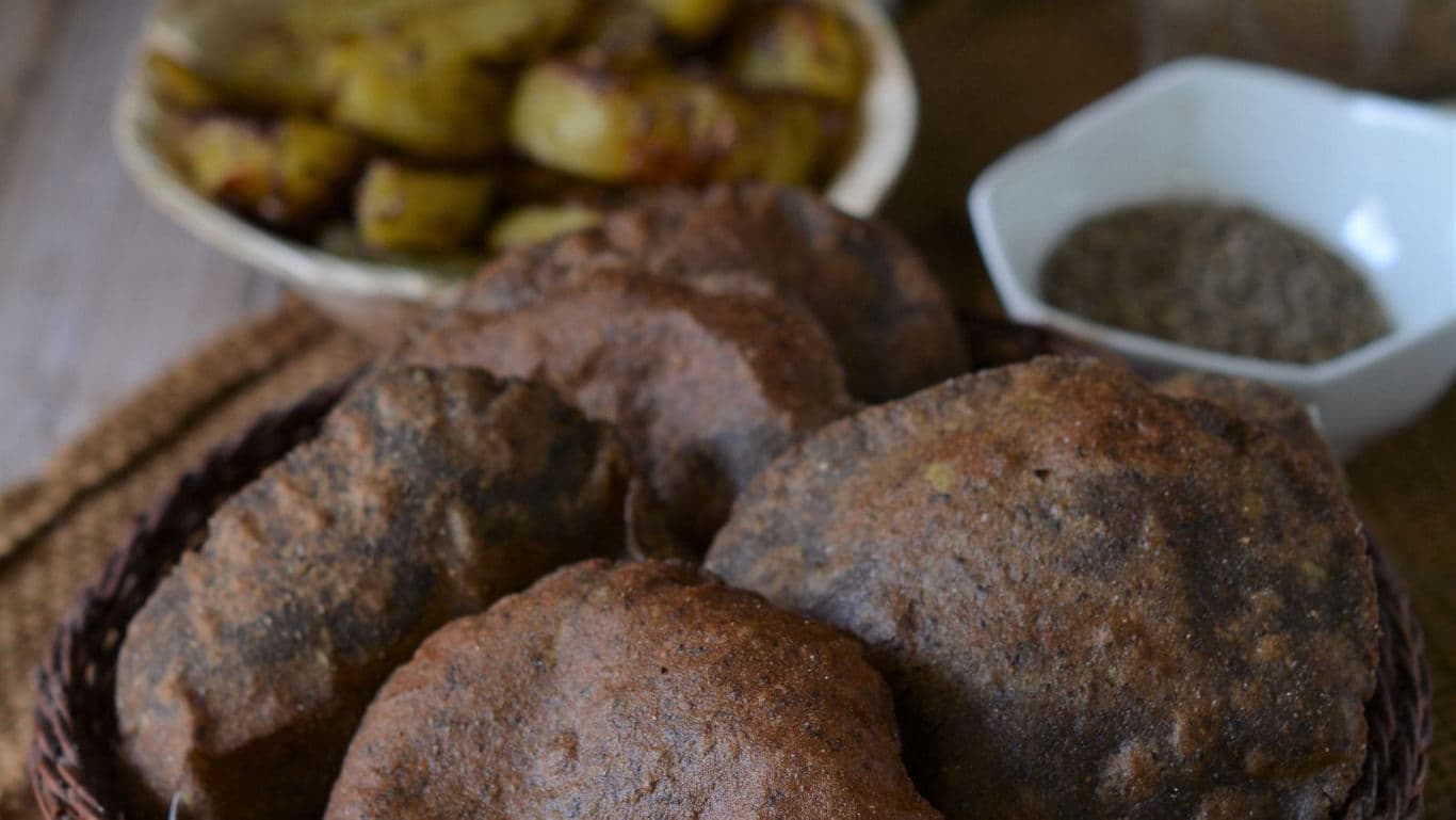 Rustic fried flatbreads with roasted potatoes