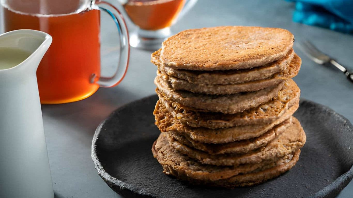 Stack of Whole Wheat Pancakes with Syrup