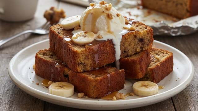 Leftover Banana Bread French Toast for Breakfast 