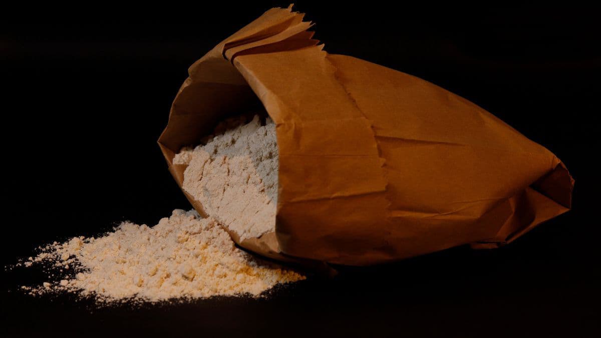 open packet of flour