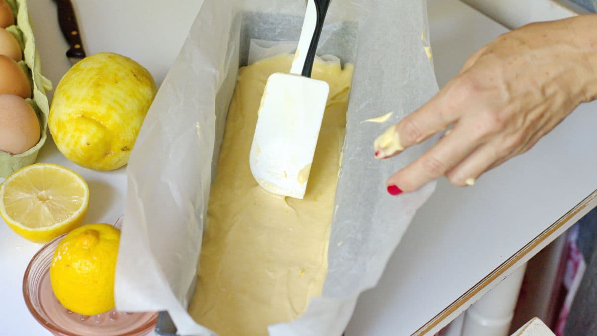Batter in a loaf pan