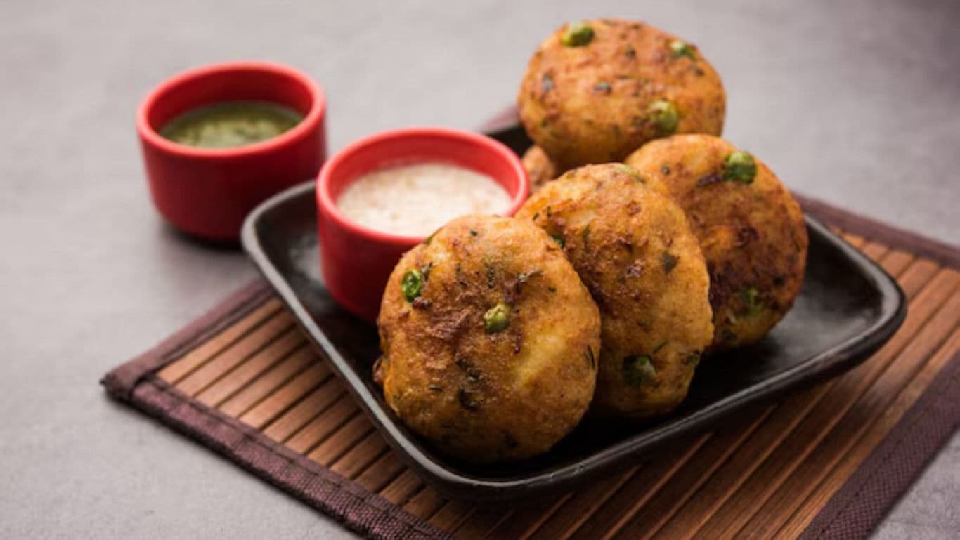 Crispy potato patties with dipping sauces