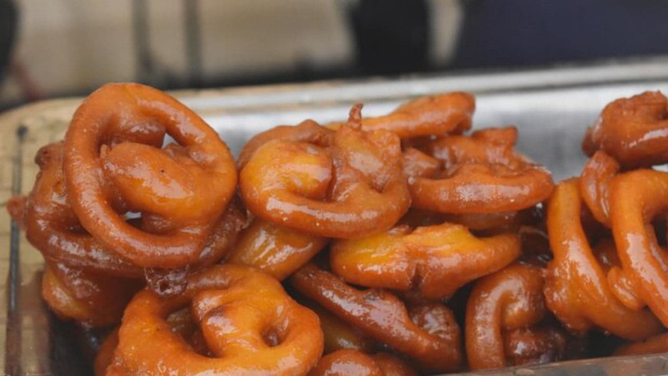 Close-up of Freshly Made Indian Jalebi Sweets