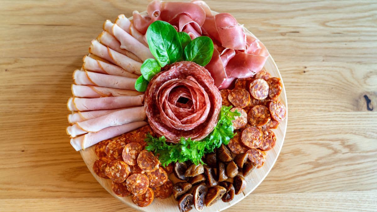 a platter with styled meats