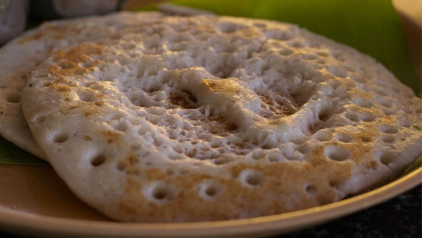Close-up of traditional South Indian appam