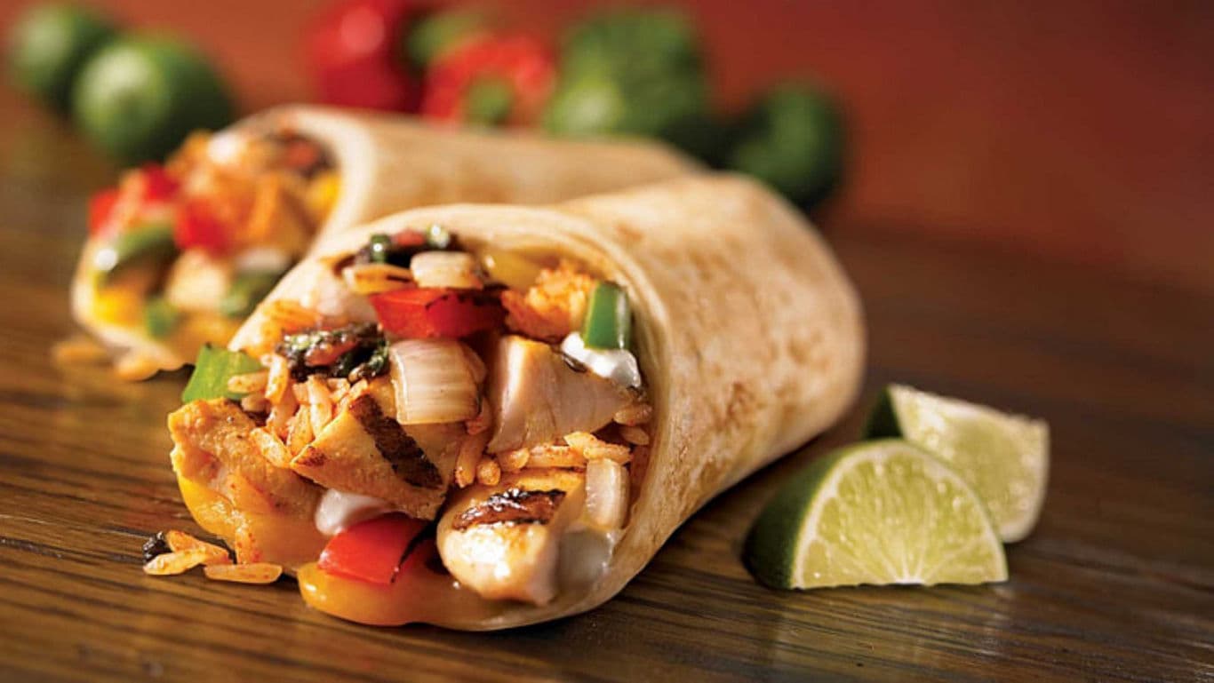 Fresh Chicken Burritos with Vegetables and Lime