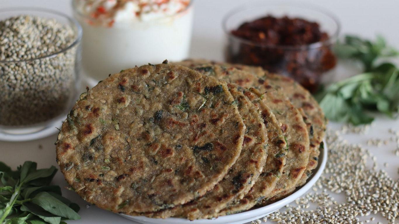 Multigrain flatbreads with yogurt and chutney