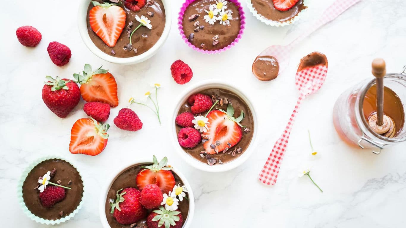 Chocolate desserts with fresh berries