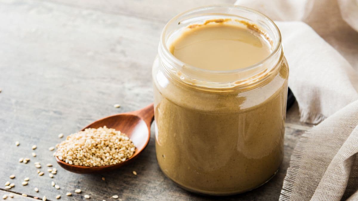 tahini in a jar