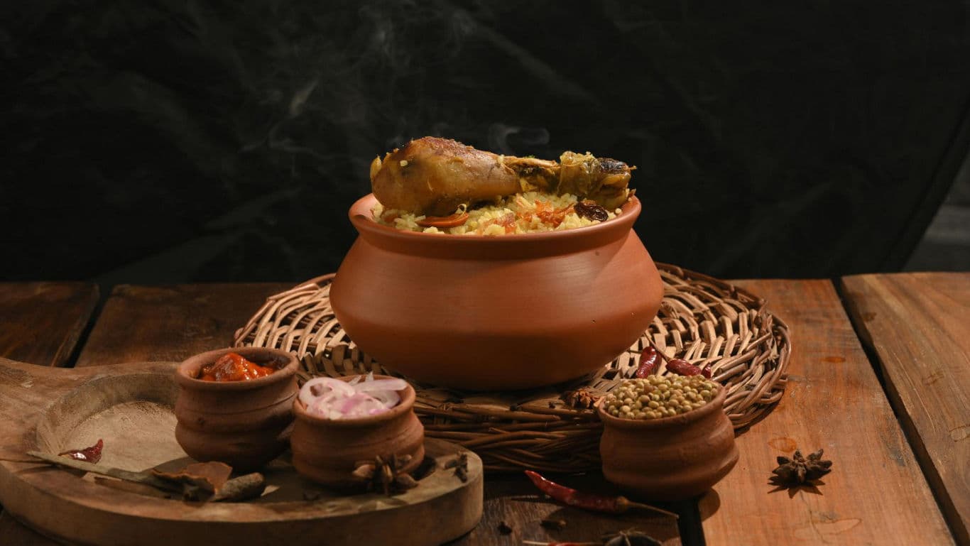Clay Pot Chicken Biryani with Spices