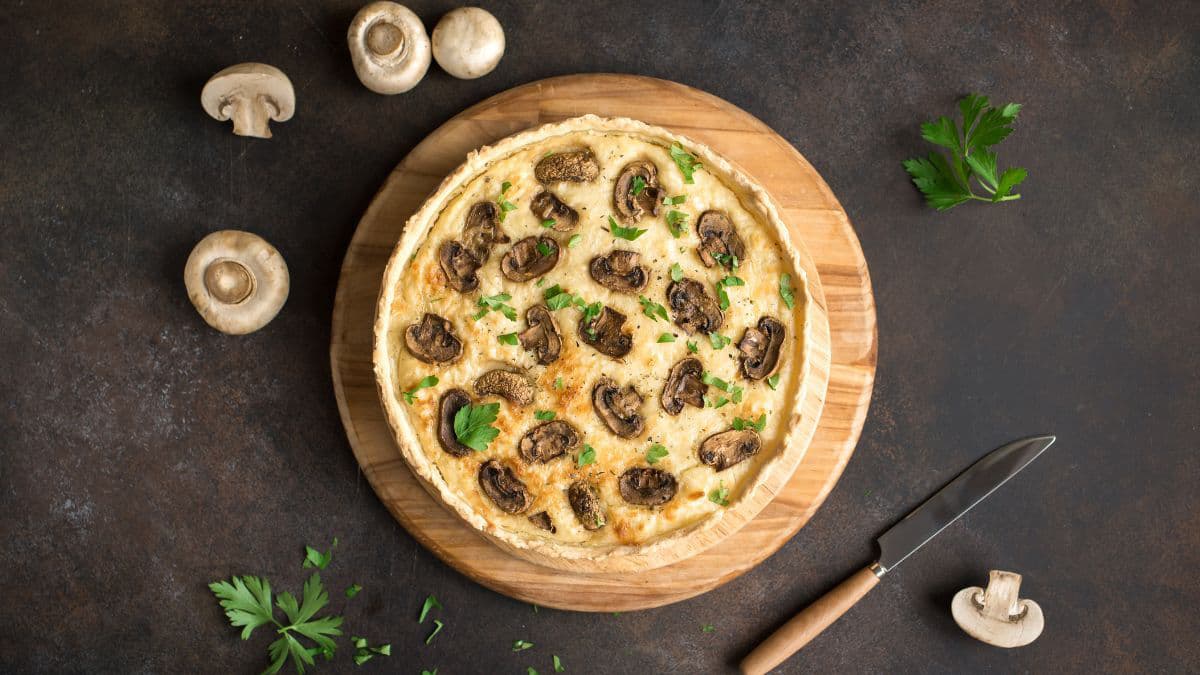 Mushroom pie on a table