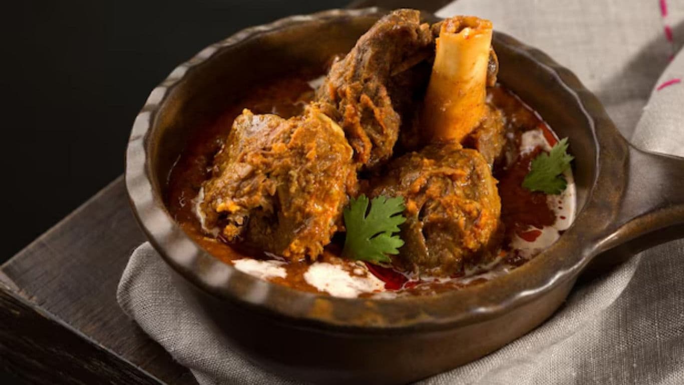 Traditional Indian Mutton Curry in Clay Bowl