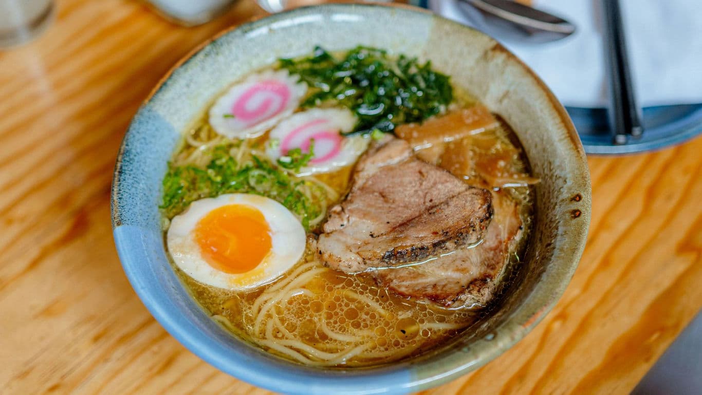 Bowl of Japanese ramen with egg