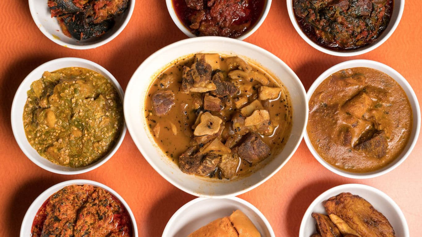 Nigerian food spread out
