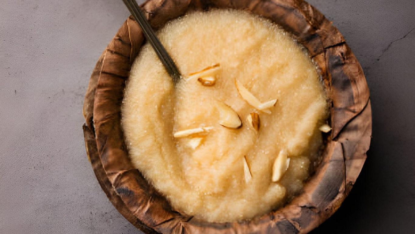 Traditional semolina dessert with almonds