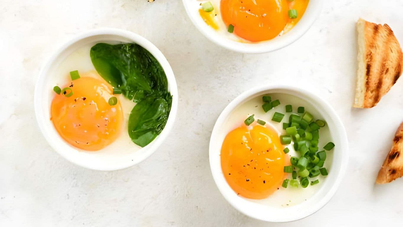 Baked Eggs with Herbs and Toast