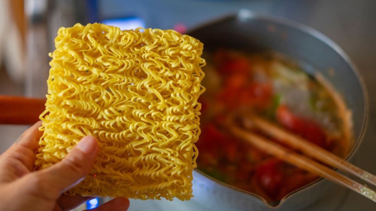 Instant ramen in hand