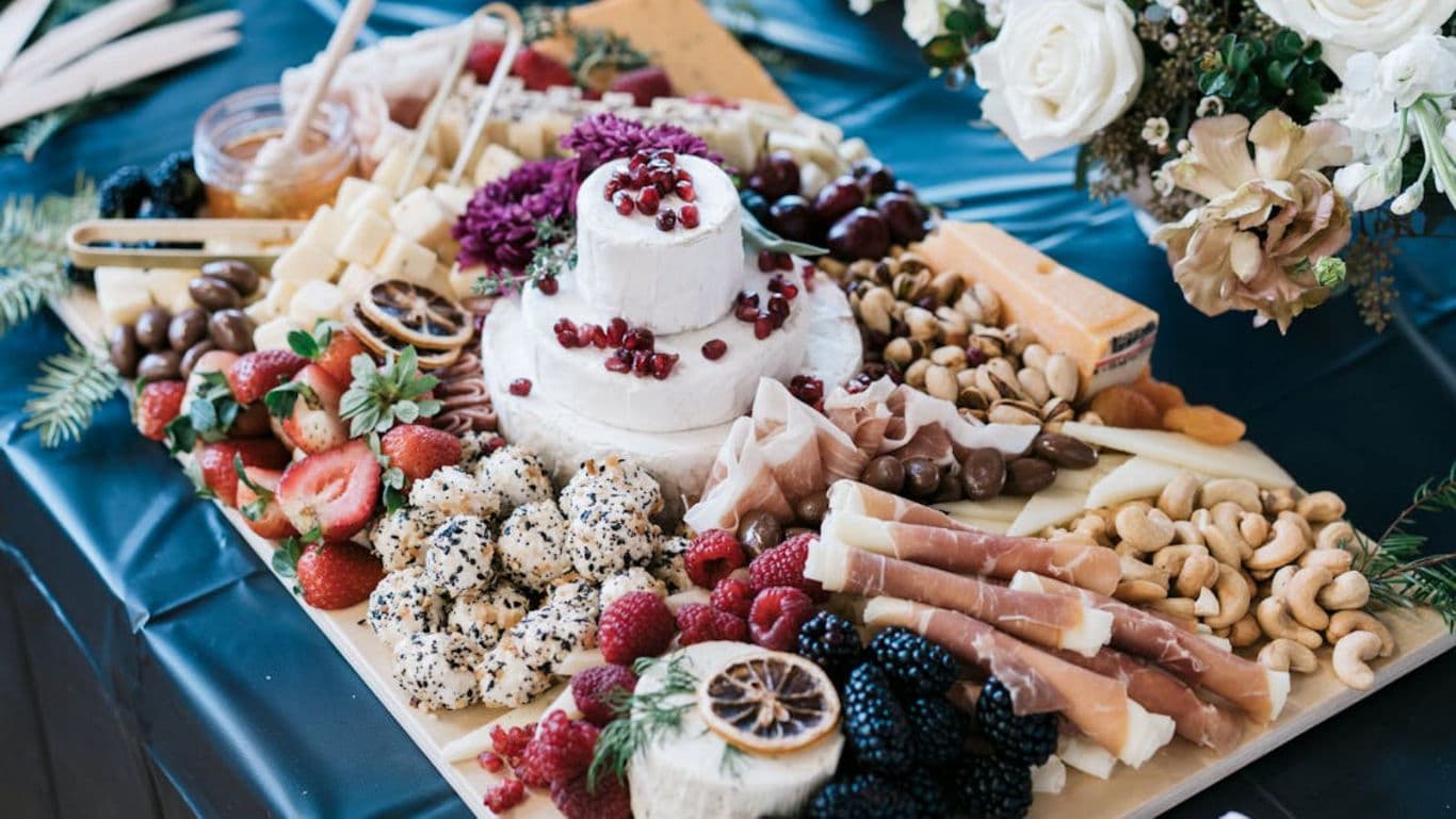 Elegant cheese and fruit platter for celebration