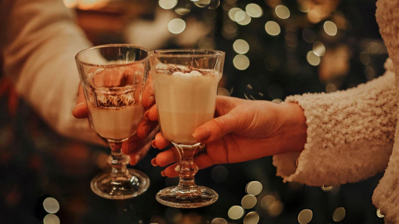Festive drinks in cozy holiday setting
