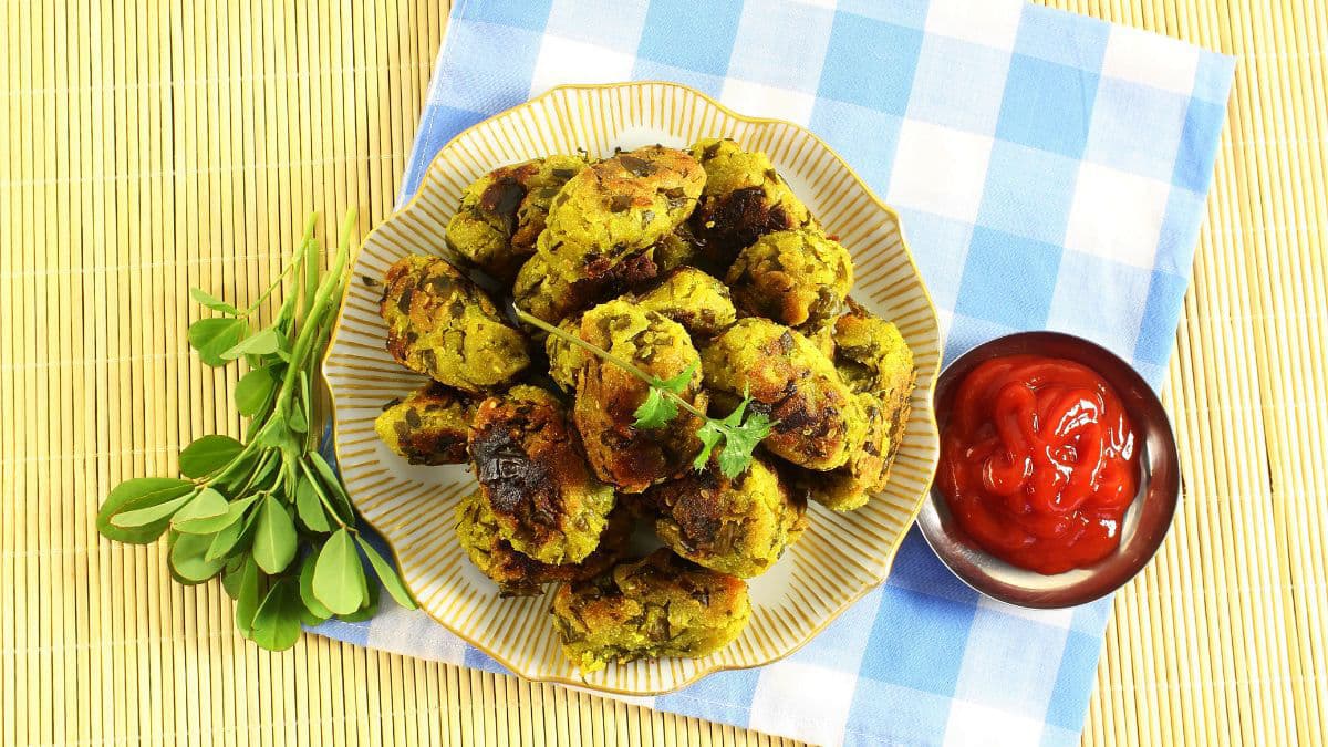 Plate of palak muthiya